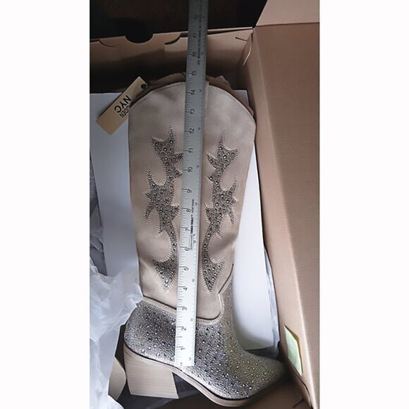 NWT Madden NYC Tall Western Embroidered Boots, Rhinestones, Sparkly, Fancy Boots - Picture 6 of 6